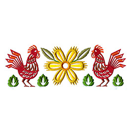 繡花 花朵 樹葉 花邊 公雞 免費(fèi)素材