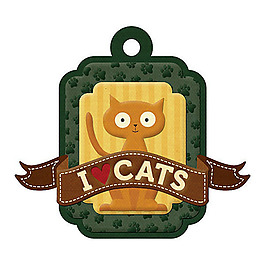 吊牌 文字 英文 小猫 缎带 免费素材