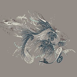 印花矢量圖 T恤圖案 花紋 色彩 灰色 免費(fèi)素材