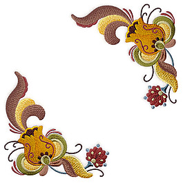 繡花 花紋 花朵 樹葉 花邊 免費(fèi)素材