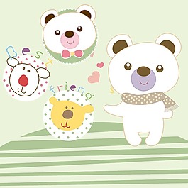 印花矢量圖 可愛卡通 卡通動物 小熊 條紋 免費(fèi)素材