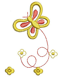 绣花 花朵 蝴蝶 免费素材