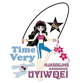 印花矢量圖 T恤圖案 圖文結(jié)合 人物 女孩 免費素材