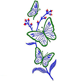 绣花 蝴蝶 树枝 免费素材