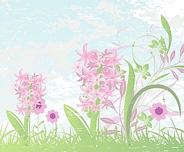 一個(gè)與花和垃圾背景摘要說(shuō)明