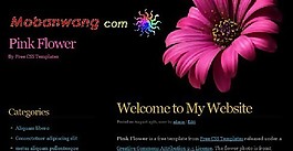 粉紅花朵黑色BLOG網頁模板