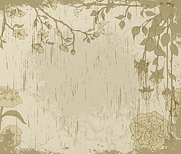 老式的背景與花卉矢量插畫