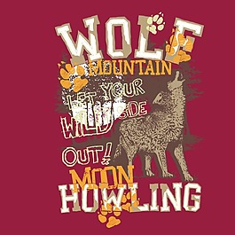 印花矢量圖 文字 英文 狼 色彩 免費素材