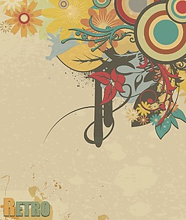 向量的復(fù)古垃圾背景與花