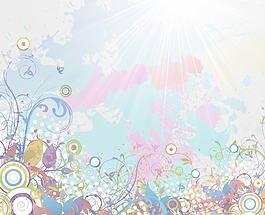 豐富多彩的畫(huà)花卉背景矢量插畫(huà)