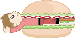 卡通人困在漢堡填充