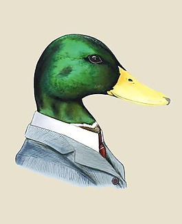 位圖 插畫 動物 鴨子 西裝 免費(fèi)素材