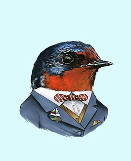 位圖 插畫 動物 鳥 西裝 免費(fèi)素材