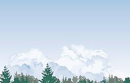 樹林上的天空云朵矢量素材