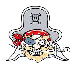 海盗船长纹身吉祥物卡通插画矢量