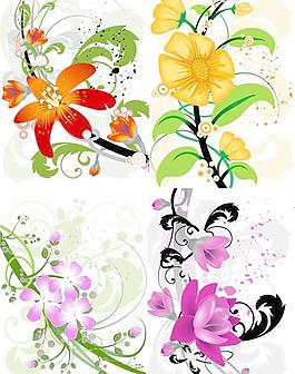 寫實花卉矢量
