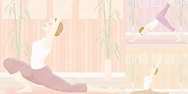 瑜伽運動女性矢量素材