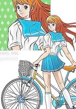 校园美女矢量图