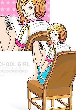 校园美女矢量图