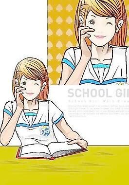校园美女矢量图