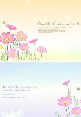 3款可愛小菊花從及背景矢量素材