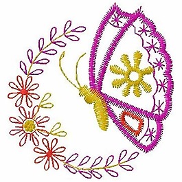 繡花 花朵 花紋 蝴蝶 免費(fèi)素材