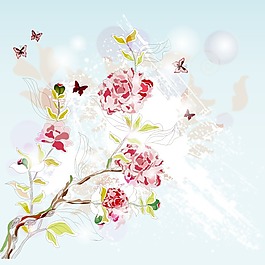 印花矢量圖 植物 花卉 花朵 樹枝 免費素材