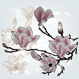 印花矢量圖 植物 花卉 花朵 樹枝 免費素材