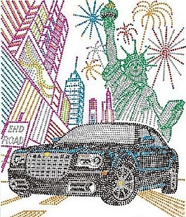 燙鉆 建筑 城市 汽車 自由女神 免費(fèi)素材