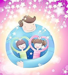 韓國溫馨家庭矢量圖一