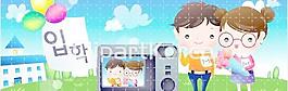 韓國(guó)可愛(ài)卡通人物矢量圖下載