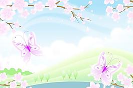 桃花風景矢量圖下載