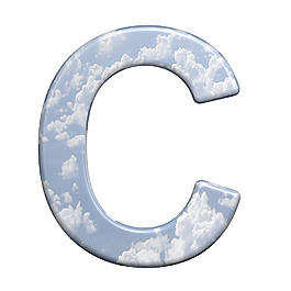 從藍(lán)色的天空 白色隔離一個(gè)字母字符集