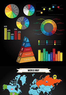 彩色数据统计图表矢量素材