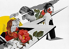 位圖 拼貼 女人 男人 花朵 免費(fèi)素材