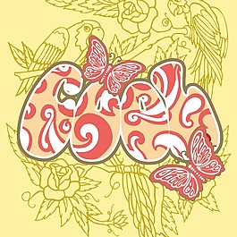 印花矢量圖 圖文結(jié)合 文字 英文 蝴蝶 免費素材