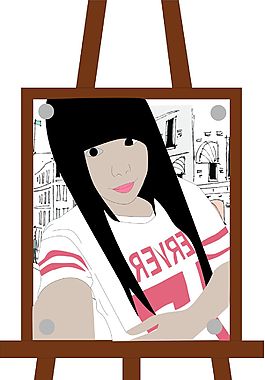 素描架子上的少女