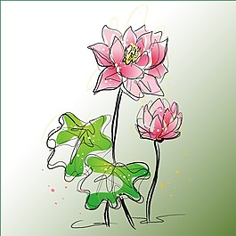 印花矢量圖 水彩 植物 花卉 花朵 免費素材