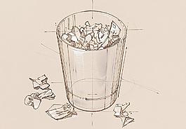 手繪辦公室用品 紙筒圖片