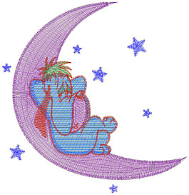 繡花 小狗 月亮 星星 免費素材