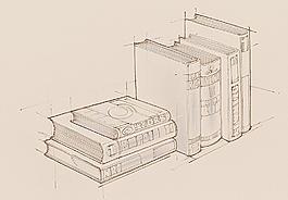 手繪辦公室用品 書本圖片