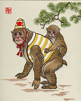 繡花 猴子 十二生肖 免費(fèi)素材