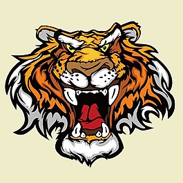 印花矢量圖 動物 老虎 色彩 黃色 免費素材
