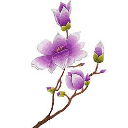 繡花 花朵 樹枝 免費素材
