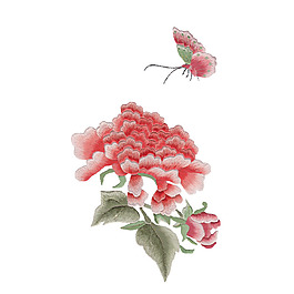 繡花 花朵 牡丹 蝴蝶 免費(fèi)素材