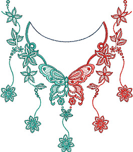 領(lǐng)邊 繡花 花朵 蝴蝶 免費素材