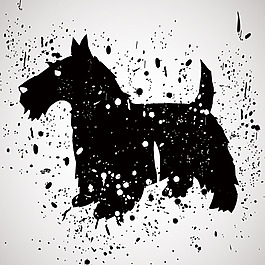 印花矢量圖 動(dòng)物 狗 墨跡 墨點(diǎn) 免費(fèi)素材