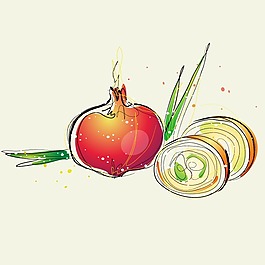 印花矢量圖 洋蔥 色彩 黃色 紅色 免費素材