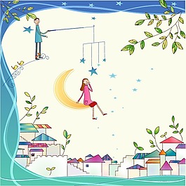 印花矢量圖 愛情故事 人物 女孩 男孩 免費素材