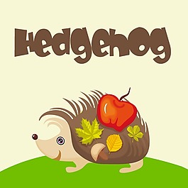 印花矢量圖 可愛卡通 卡通動(dòng)物 刺猬 蘋果 免費(fèi)素材